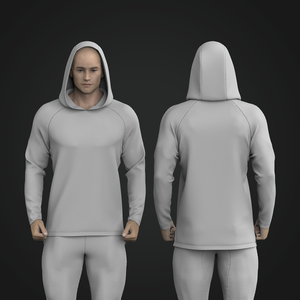 Mens Raglan Sleeve Stepped Hem Fitted Pullover Hoodie
