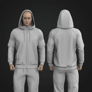 Mens Raglan Sleeve Zip Up Hoodie