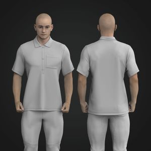 Mens Relaxed Fit Pocket Polo Collar Tee