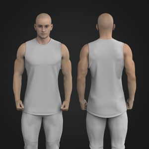 Mens Scallop Bottom Fitted Sleeveless Tank