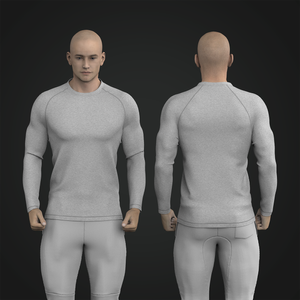 Mens Seamless Long Sleeve Raglan Sleeve Straight Bottom Hem Performance Tee