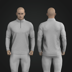 Mens Seamless Long Sleeve Set In Sleeve Quarter Zip Tee W Straight Bottom Hem