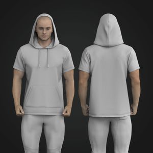 Mens Set In Half Sleeve Pullover Hoodie