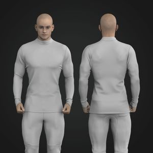 Mens Set In Long Sleeve High Neck Compression Tee