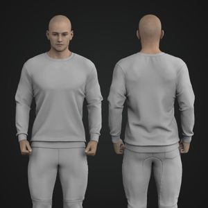 Mens Set In Sleeve Crew Neck Sweater