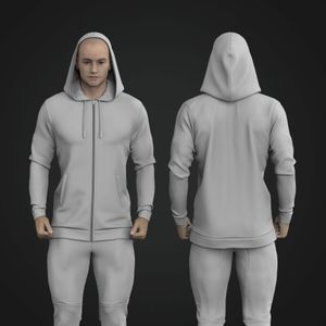 Mens Set In Sleeve Full Zip Hoodie