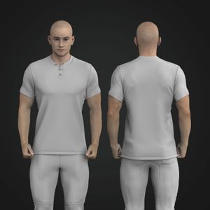 Mens Set In Sleeve Henley Collar Tee