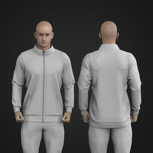 Mens Set In Sleeve Pullover Tracksuit Full Zip Cadet Collar Jacket