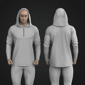 Mens Set In Sleeve Quarter Zip Hoodie