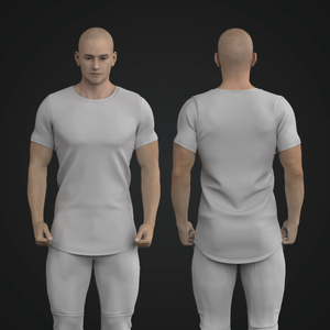 Mens Set In Sleeve Scallop Bottom Tee
