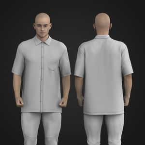 Mens Short Sleeve Button Up Work Shirt
