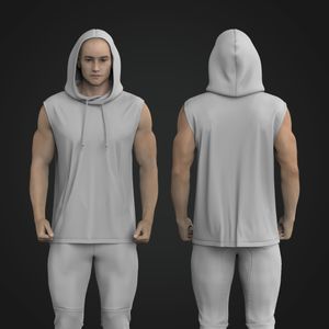 Mens Sleeveless Cross Over Hoodie