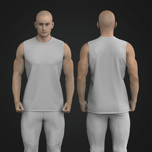 Mens Sleeveless Straight Bottom Hem Tank Top
