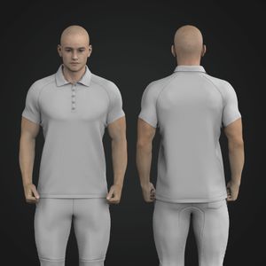 Mens Straight Bottom Raglan Sleeve Polo Tee