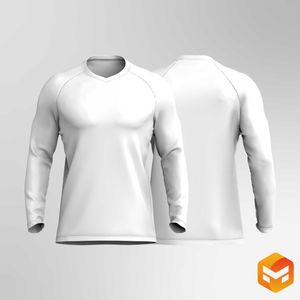 Mens V-Shaped Neckline Long Sleeve Tee - 3D Garment