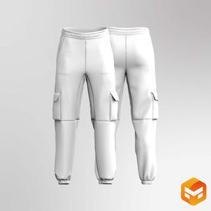 Mens Woven String Tie Cargo Joggers - 3D Garment